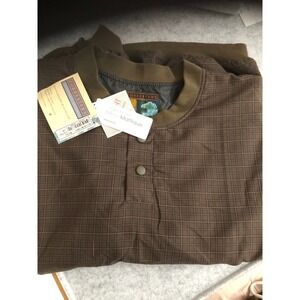 Forrester's Golf Windshirt Mens MEDIUM Army Plaid 1/4 snap Teflon Microfiber NWT